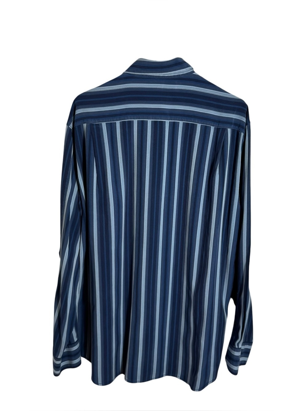 Tommy Bahama 100% Silk Striped Button Down Shirt Blue Men’s LG - Picture 2 of 8